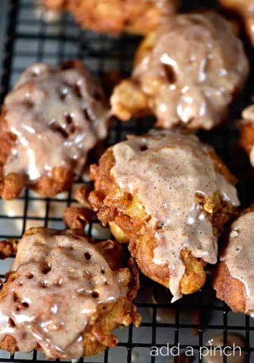Apple fritters make a favorite fall sweet treat! These apple fritters use Granny Smith apples for a delicious combinations of sweet and tart! // addapinch.com