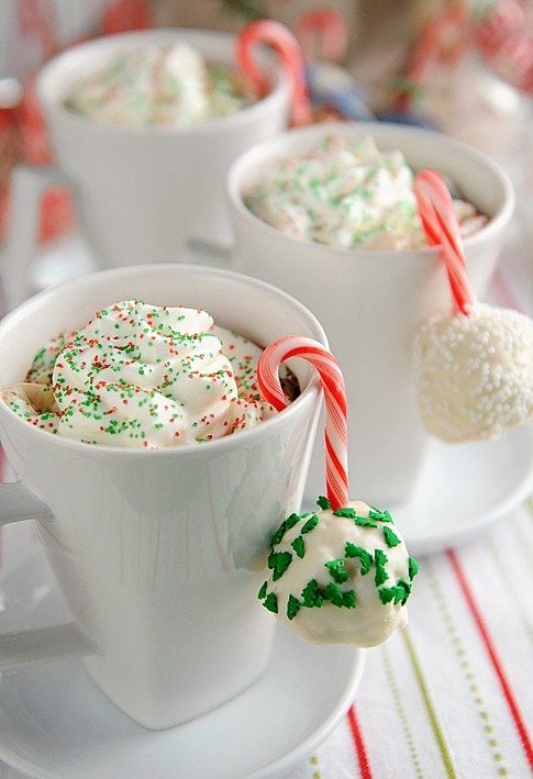 Peppermint Rice Krispies on hot chocolate.