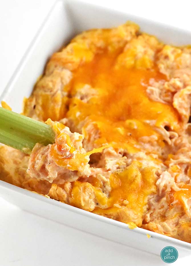 Buffalo Chicken Dip Recipe from addapinch.com