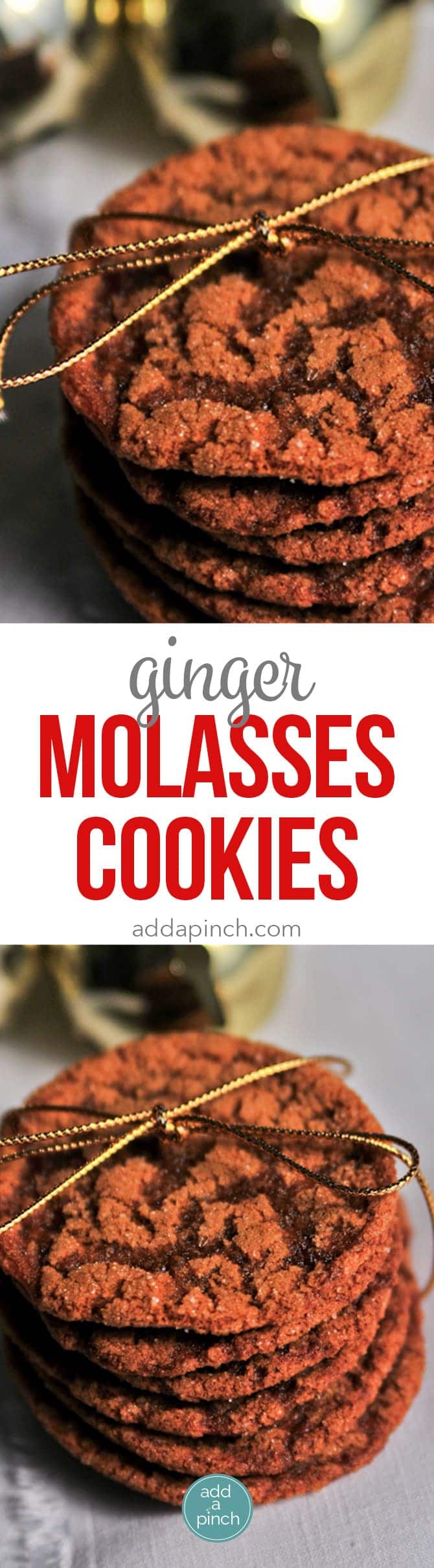 Chewy Ginger Molasses Cookies Recipe - Chewy Molasses Ginger Cookies instantly make your house smell out of this world delicious and like the Christmas fairies have visited. // addapinch.com