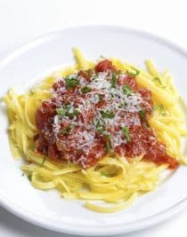 Homemade Marinara Sauce Recipe - This homemade marinara sauce recipe is made with classic, fresh ingredients, and is so simple to prepare! // addapinch.com