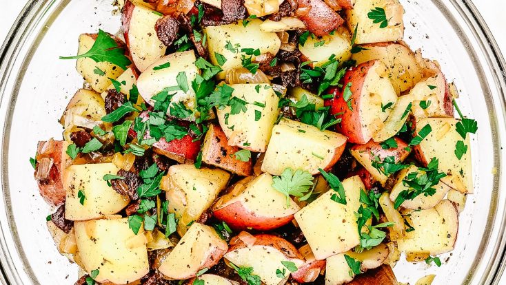 Warm Potato Salad with Bacon and Onion Recipe - A simple, savory potato salad perfect for summer parties, camping, potlucks and picnics! // addapinch.com