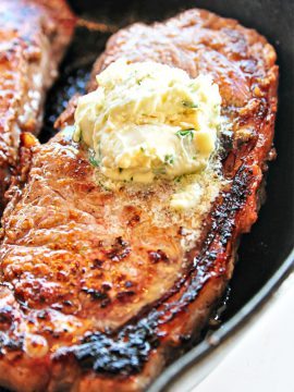 Skillet Steaks with Gorgonzola Herbed Butter Recipe