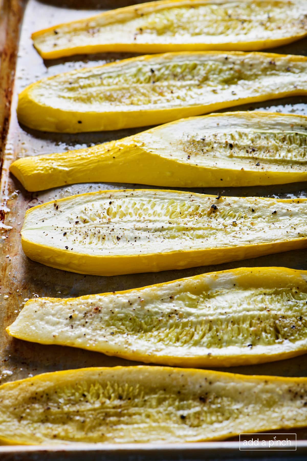 Photo of baked squash on a sheet pan