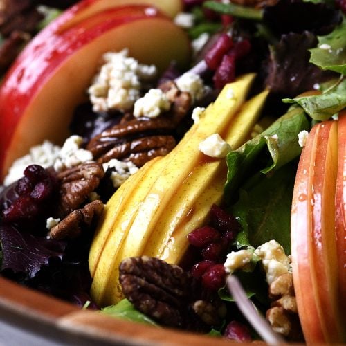 Apple Pear Salad with Pomegranate Vinaigrette - Add a Pinch