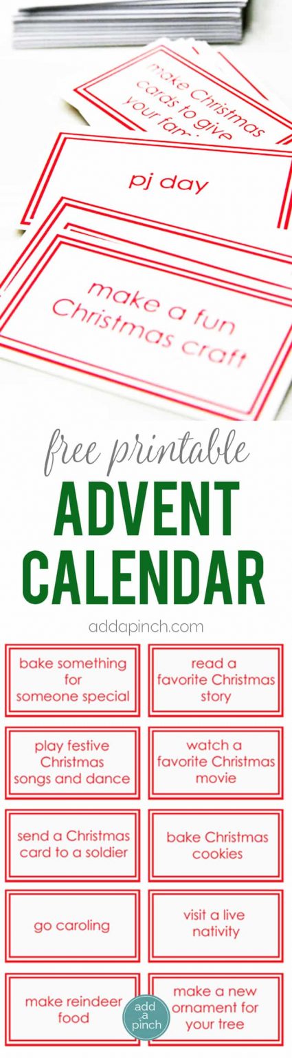 Christmas Advent Calendar Printable - Add a Pinch