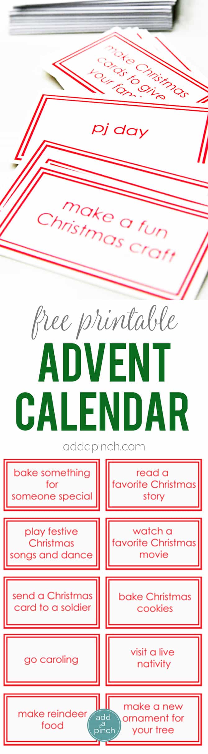 Christmas Advent Calendar Printable Add a Pinch