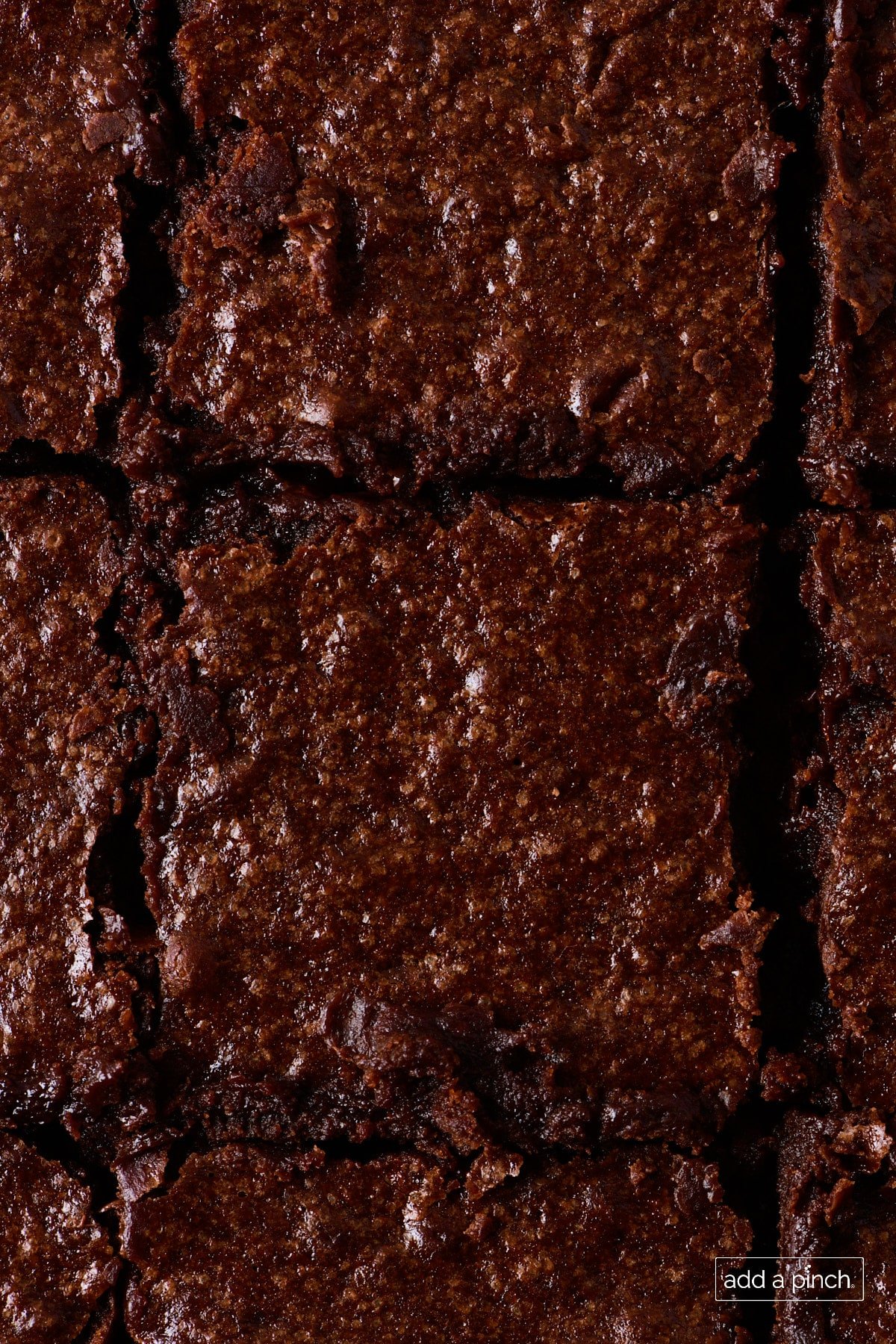 Up close photo of rich brownies on a pan.