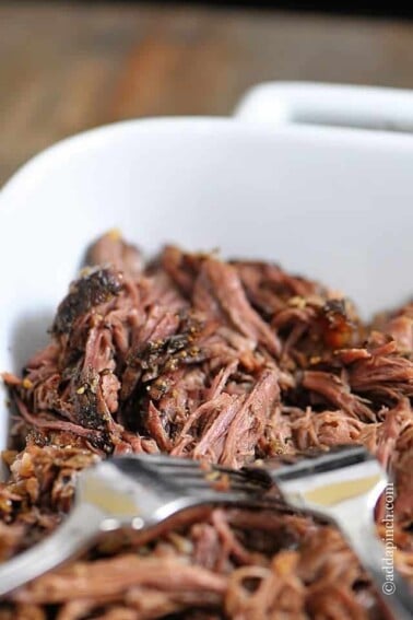 Slow Cooker Shredded Beef Recipe - Making Slow Cooker Shredded Beef to have on hand for recipes throughout the week has to be one of my favorite things ever. // addapinch.com