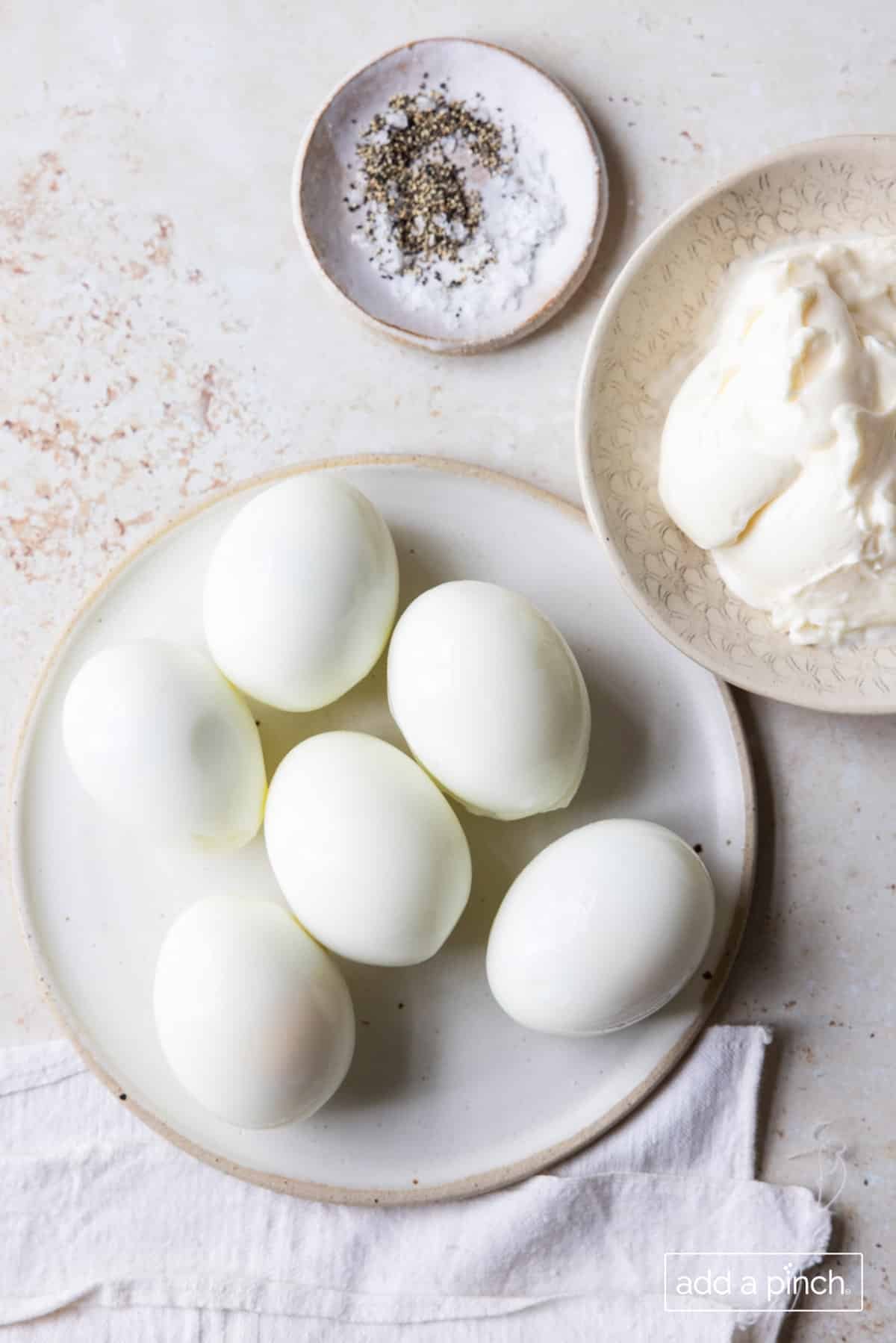 Ingredients used to make classic egg salad.