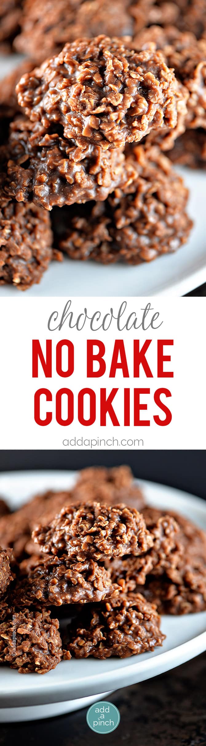 No Bake Cookies Recipe - These simple chocolate no bake cookies make a perfect sweet treat. Made with cocoa powder, peanut butter, and oats, these no bake cookies are always a favorite. // addapinch.com