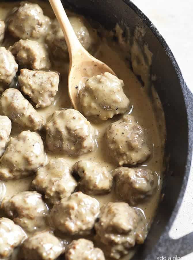 Swedish Meatballs Recipe - Swedish meatballs make a delicious dish served as an appetizer or as a main meal. This family recipe is made from scratch and is a favorite! // addapinch.com