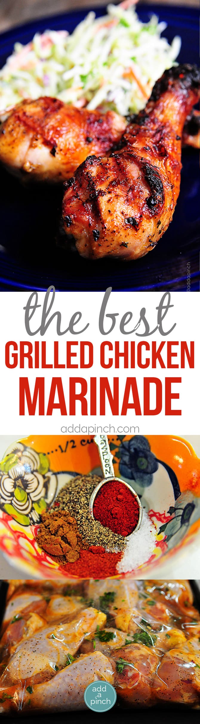 Best Grilled Chicken Marinade Recipe - Grilled Chicken recipes are always a crowd-pleaser. This easy grilled chicken marinade recipe will become a favorite! // addapinch.com