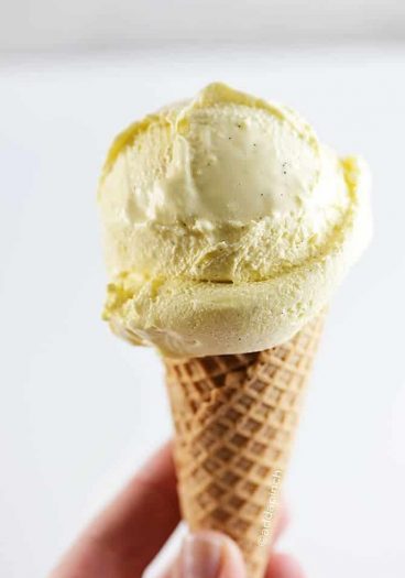 Creamy Vanilla Custard Ice Cream Recipe from addapinch.com
