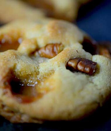 Salted Caramel Pecan Cookie Recipe from addapinch.com
