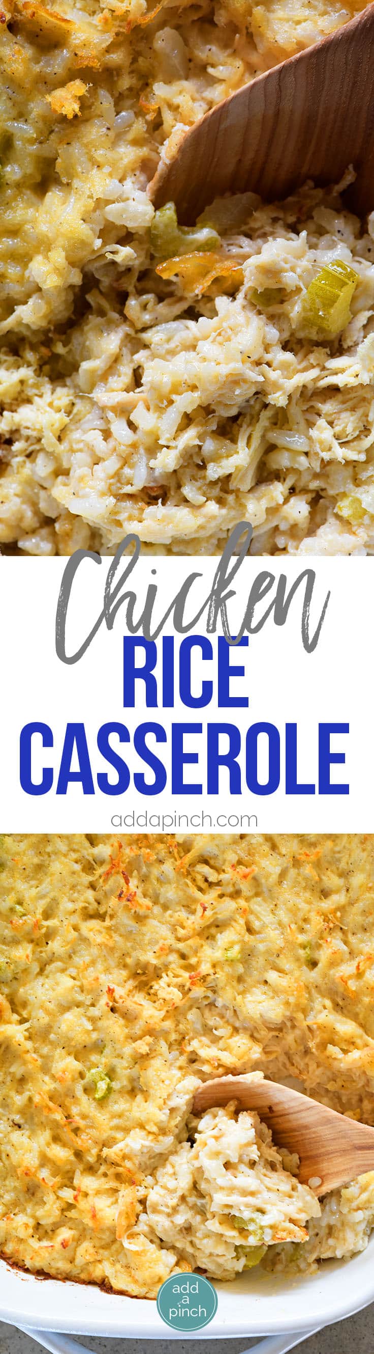 Chicken and Rice Casserole Recipe - Chicken and Rice Casserole makes a classic comforting dish. Made of chicken and rice cooked in a creamy, flavorful casserole, this is a family favorite! // addapinch.com