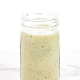 Condensed Cream of Chicken Soup - clear glass jar filled with homemade condensed cream of chicken soup. // addapinch.com