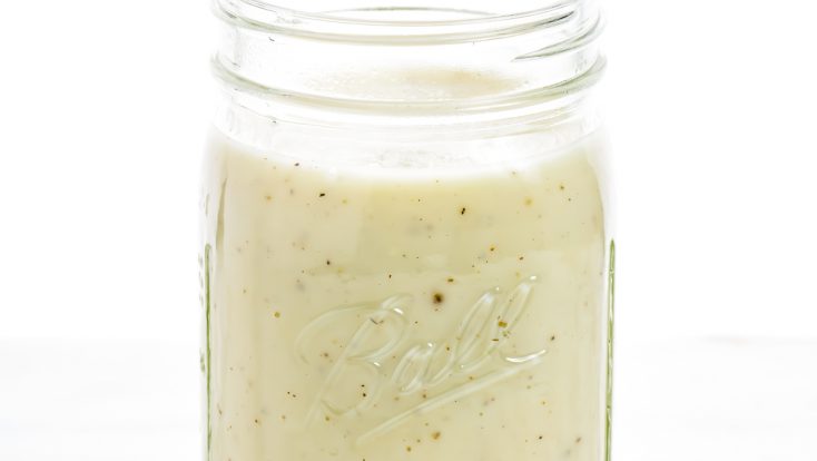 Condensed Cream of Chicken Soup - clear glass jar filled with homemade condensed cream of chicken soup. // addapinch.com