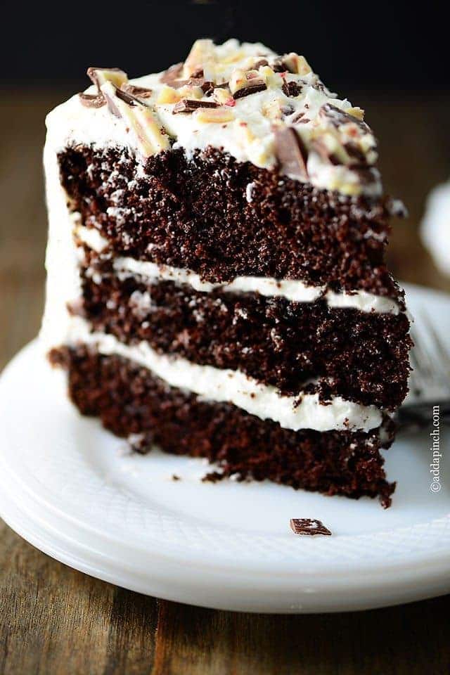 Slice of chocolate peppermint cake