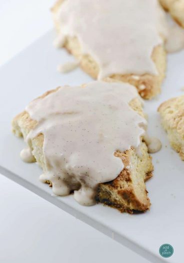 Cream Scones Recipe with Vanilla Bean Glaze from addapinch.com
