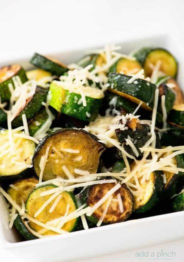 This parmesan zucchini and eggplant recipe makes a quick and easy side dish perfect for a weeknight supper! // addapinch.com