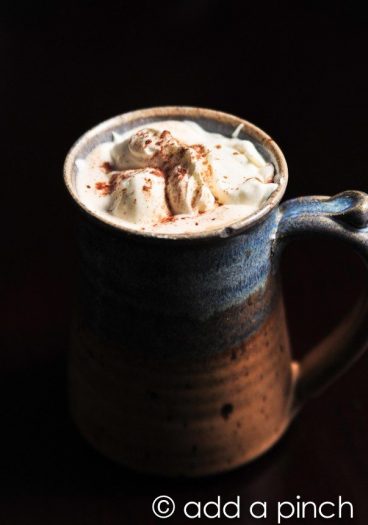 Homemade Mocha Recipe - Homemade Mocha recipe that you'll turn to time and again. Made with fresh coffee and homemade hot cocoa mix, this mocha is a favorite. // addapinch.com