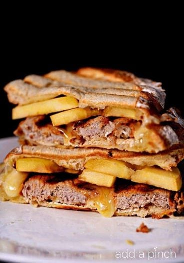 Pork Tenderloin Apple Brie Panini makes a quick and delicious meal! // addapinch.com