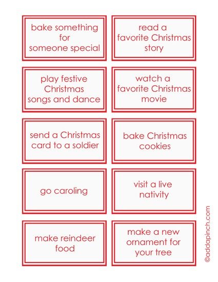 Christmas Advent Calendar Printable - Add a Pinch