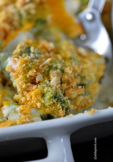 Broccoli Cheese Casserole makes a delicious side dish. A family favorite broccoli cheese casserole that everyone is sure to love. // addapinch.com