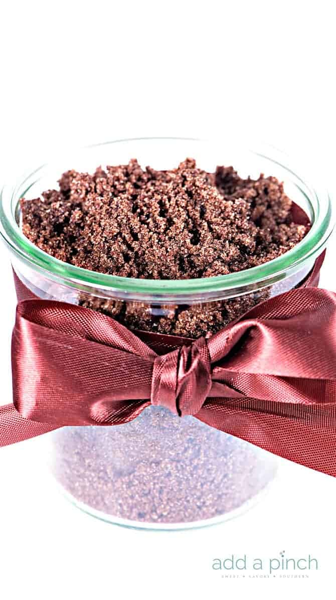Brown Sugar Cinnamon Sugar Scrub makes a delicious smelling sugar scrub that is made of just four ingredients and ready in minutes! Great for gifts! // addapinch.com