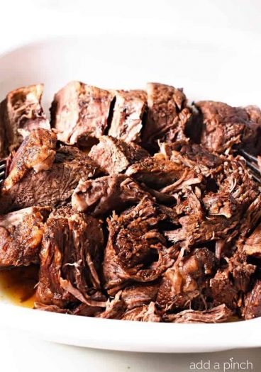 Pressure Cooker Balsamic Beef Recipe - Balsamic Beef makes a favorite, flavorful meal. Made with a pressure cooker, this balsamic beef is ready and on the table in minutes not hours! // addapinch.com