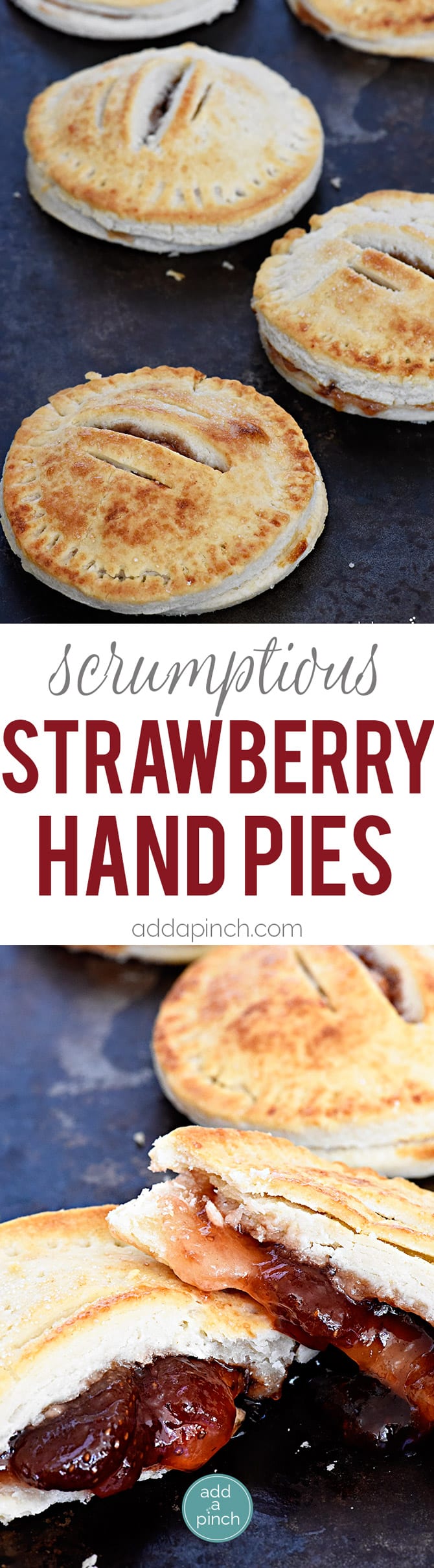 Simple strawberry hand pies are the cutest and simplest little portable pies perfect for sharing and devouring! // addapinch.com