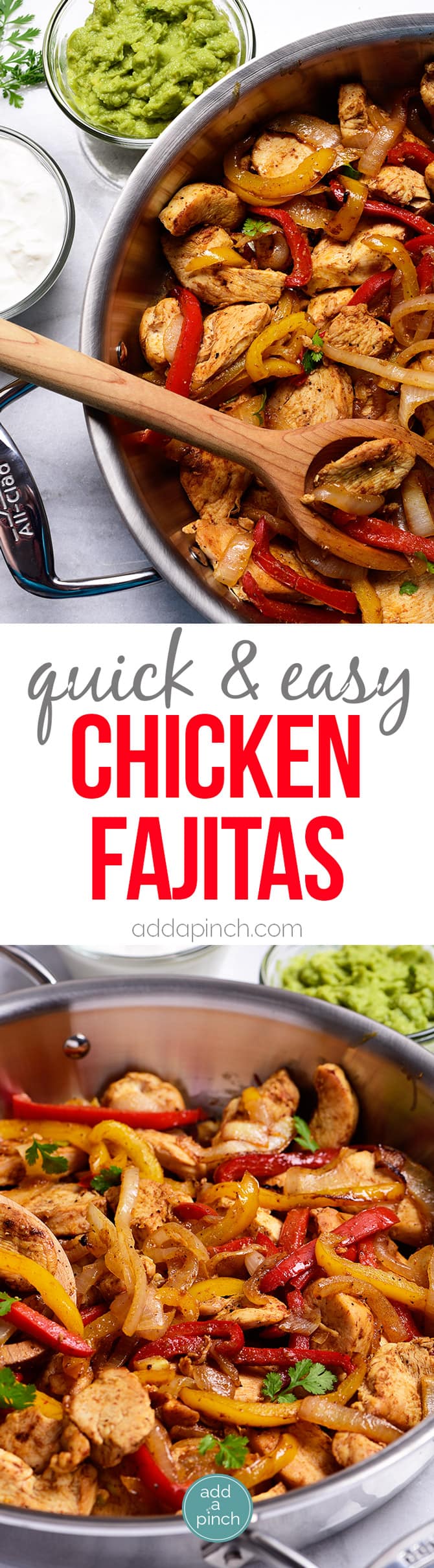 Chicken Fajita Recipe - This Chicken Fajita recipe makes a quick, delicious meal perfect for a busy weeknight supper or a fun weekend meal! // addapinch.com