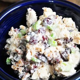 Chicken Salad Recipe - This chicken salad recipe makes a delicious, quick meal. Made with chicken, grapes, and roasted nuts, it is always a favorite! // addapinch.com