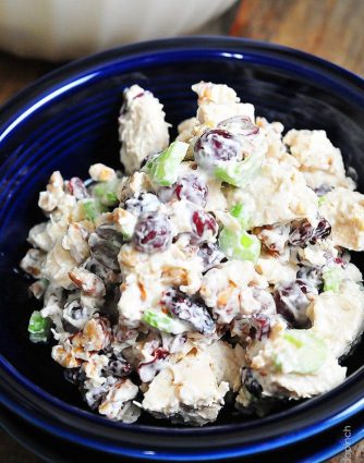 Chicken Salad Recipe - This chicken salad recipe makes a delicious, quick meal. Made with chicken, grapes, and roasted nuts, it is always a favorite! // addapinch.com