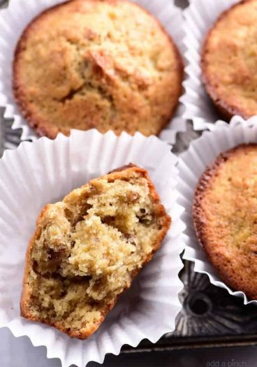 Oatmeal Banana Bread Muffins Recipe - Oatmeal Banana Bread Muffins make a welcome addition to any morning! Made with simple ingredients and always a favorite! // addapinch.com