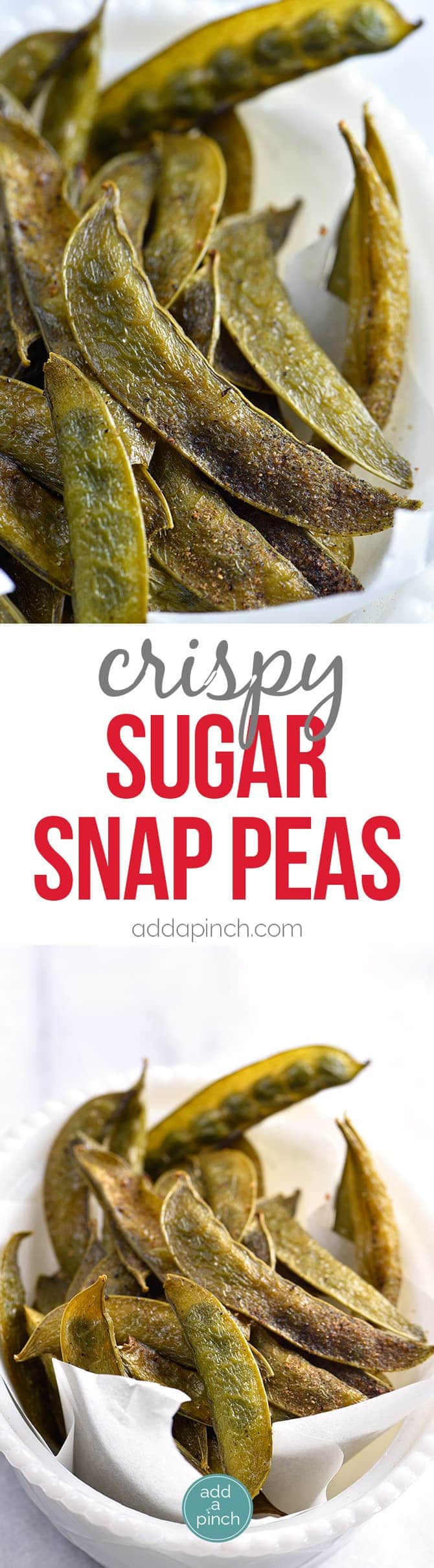 Crispy Sugar Snap Peas Recipe - These crispy sugar snap peas will quickly become a favorite snack! Ready in minutes! Multiple seasoning options included! // addapinch.com