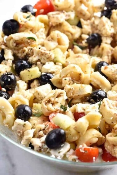 Easy Tortellini Pasta Salad Recipe - This easy Tortellini Pasta Salad recipe is a summer staple! Perfect for picnics, potlucks, reunions, or to make ahead for easy meals, this is a pasta salad you'll turn to time and again! // addapinch.com