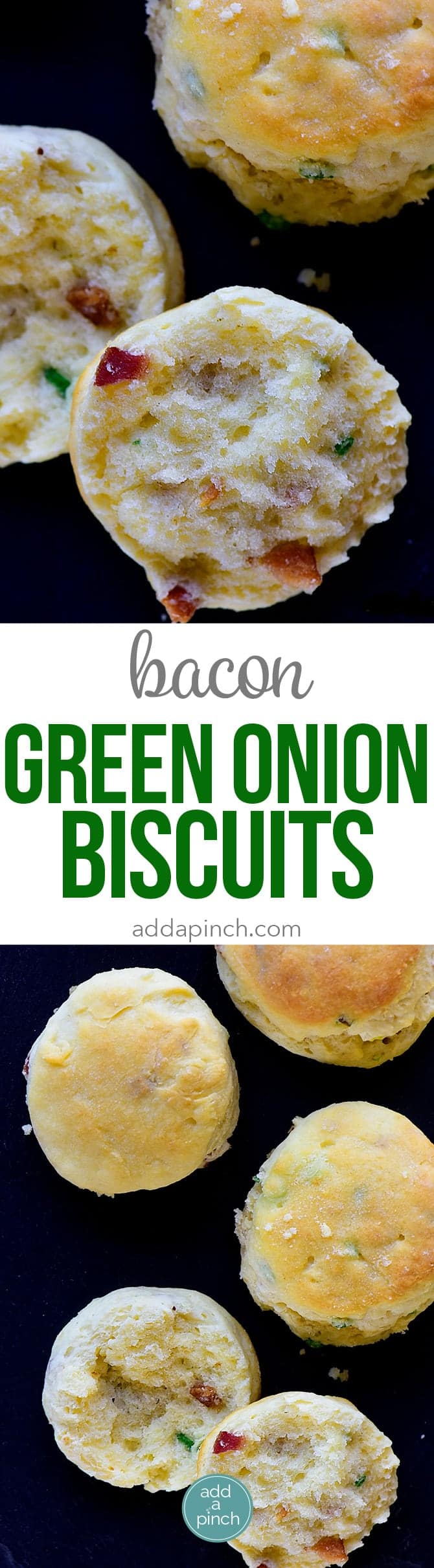 Easy Bacon Green Onion Biscuits Recipe - These Bacon Green Onion Biscuits make a delicious addition to any meal. Made with just five ingredients, they are just perfect served with a soup or salad, too! // addapinch.com