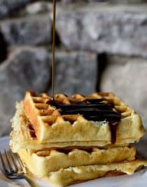 Our Favorite Buttermilk Waffles Recipe - Our favorite buttermilk waffles are crisp on the outside, yet tender and fluffy on the inside. This is the buttermilk waffle recipe I turn to again and again! // addapinch.com