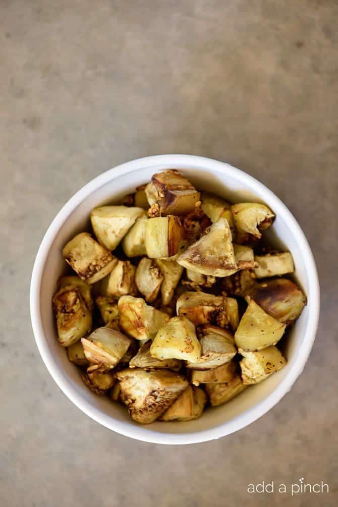 Roasted Eggplant Recipe - Roasted Eggplant makes an easy and delicious dish on its own or to use in so many other recipes! // addapinch.com