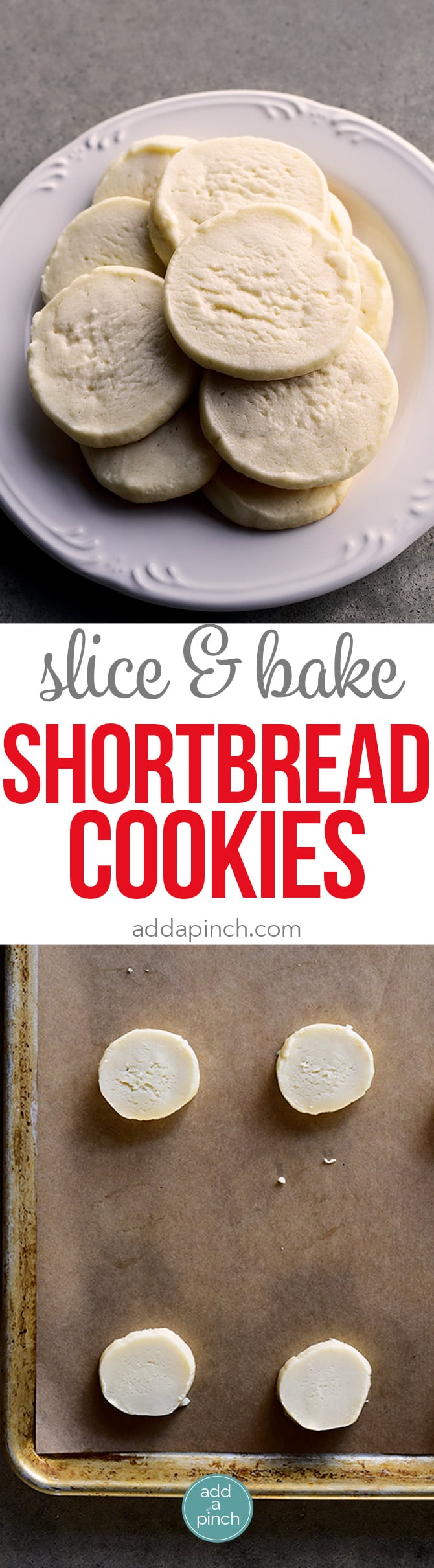 Slice and Bake Shortbread Cookies Recipe - Slice and Bake Shortbread Cookies make an easy and delicious cookie recipe. Made with just four ingredients these shortbread cookies are a great make ahead cookie for all sorts of occasions. // addapinch.com