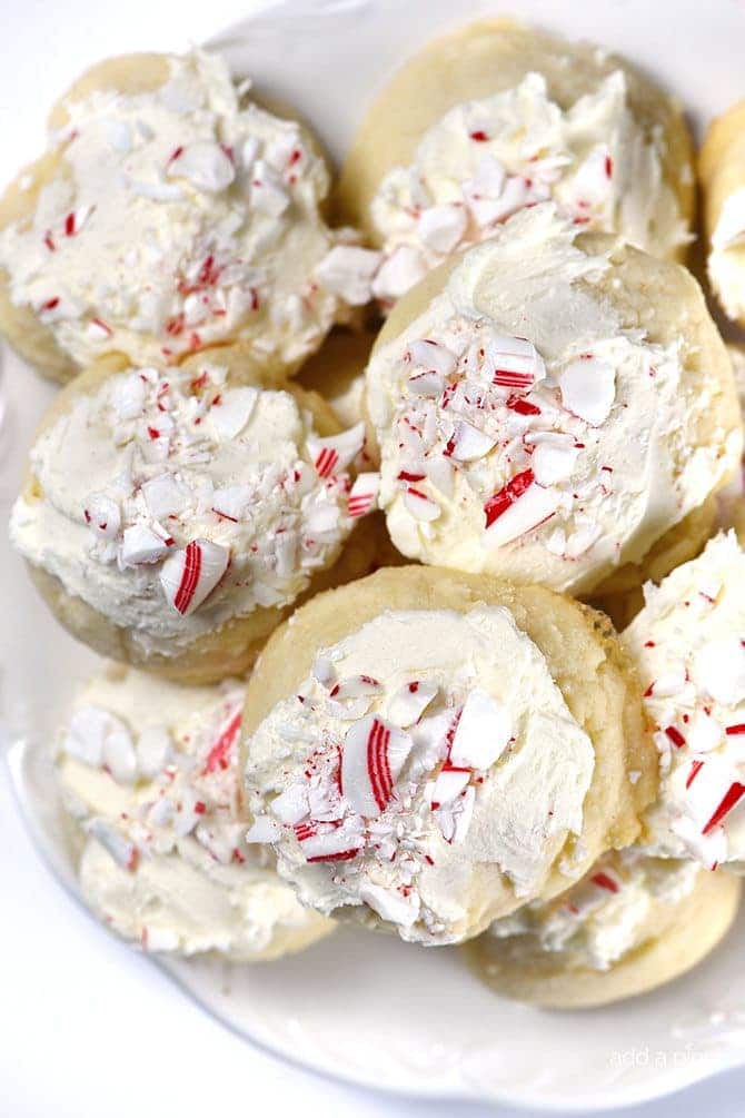 Peppermint Meltaways Cookies Recipe - Peppermint Meltaways Cookies make a festive addition to your holiday cookie platter! They are a Christmas tradition! // addapinch.com