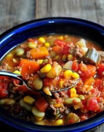 Slow Cooker Vegetable Soup Recipe - This Slow Cooker Vegetable Soup recipe is so simple to make and absolutely scrumptious. A definite family favorite! // addapinch.com
