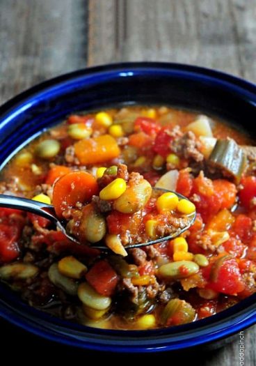 Slow Cooker Vegetable Soup Recipe - This Slow Cooker Vegetable Soup recipe is so simple to make and absolutely scrumptious. A definite family favorite! // addapinch.com