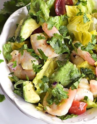 Cilantro Lime Shrimp Avocado Salad Recipe - This Cilantro Lime Shrimp Avocado Salad recipe has all the flavors of summer in every delicious bite! So quick and easy to toss together and perfect for a lunch or a light supper! // addapinch.com