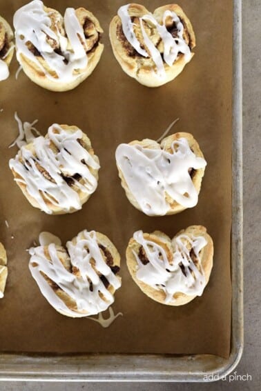 Heart-Shaped Cinnamon Roll Biscuits Recipe - Add a Pinch