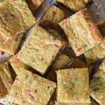 Funfetti Blondies Recipe - Funfetti Blondies make just the perfect bar cookie for celebrations! Made from scratch, these funfetti blondies are chewy, delicious and so fun! // addapinch.com