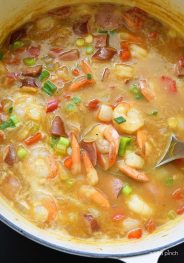 Shrimp and Sausage Gumbo Recipe - This Shrimp and Sausage Gumbo makes a delicious, quick and easy gumbo recipe! Ready in less than 30 minutes, this gumbo is great for weeknights and weekends! // addapinch.com