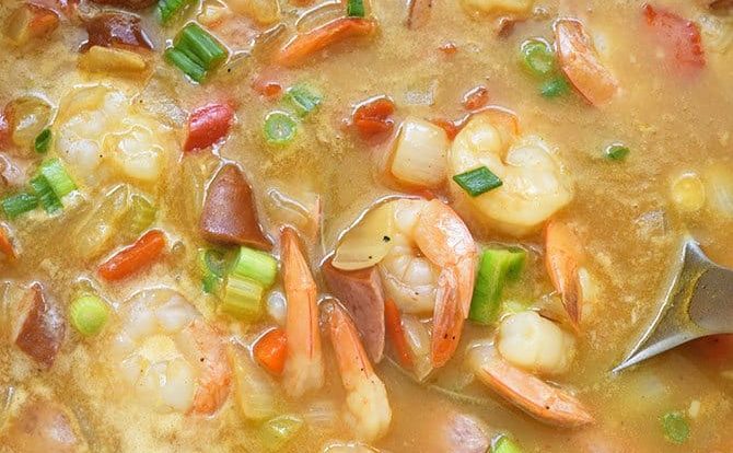 Shrimp and Sausage Gumbo Recipe - This Shrimp and Sausage Gumbo makes a delicious, quick and easy gumbo recipe! Ready in less than 30 minutes, this gumbo is great for weeknights and weekends! // addapinch.com
